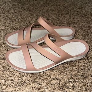 CROCS Women's Beige Slide Sandals